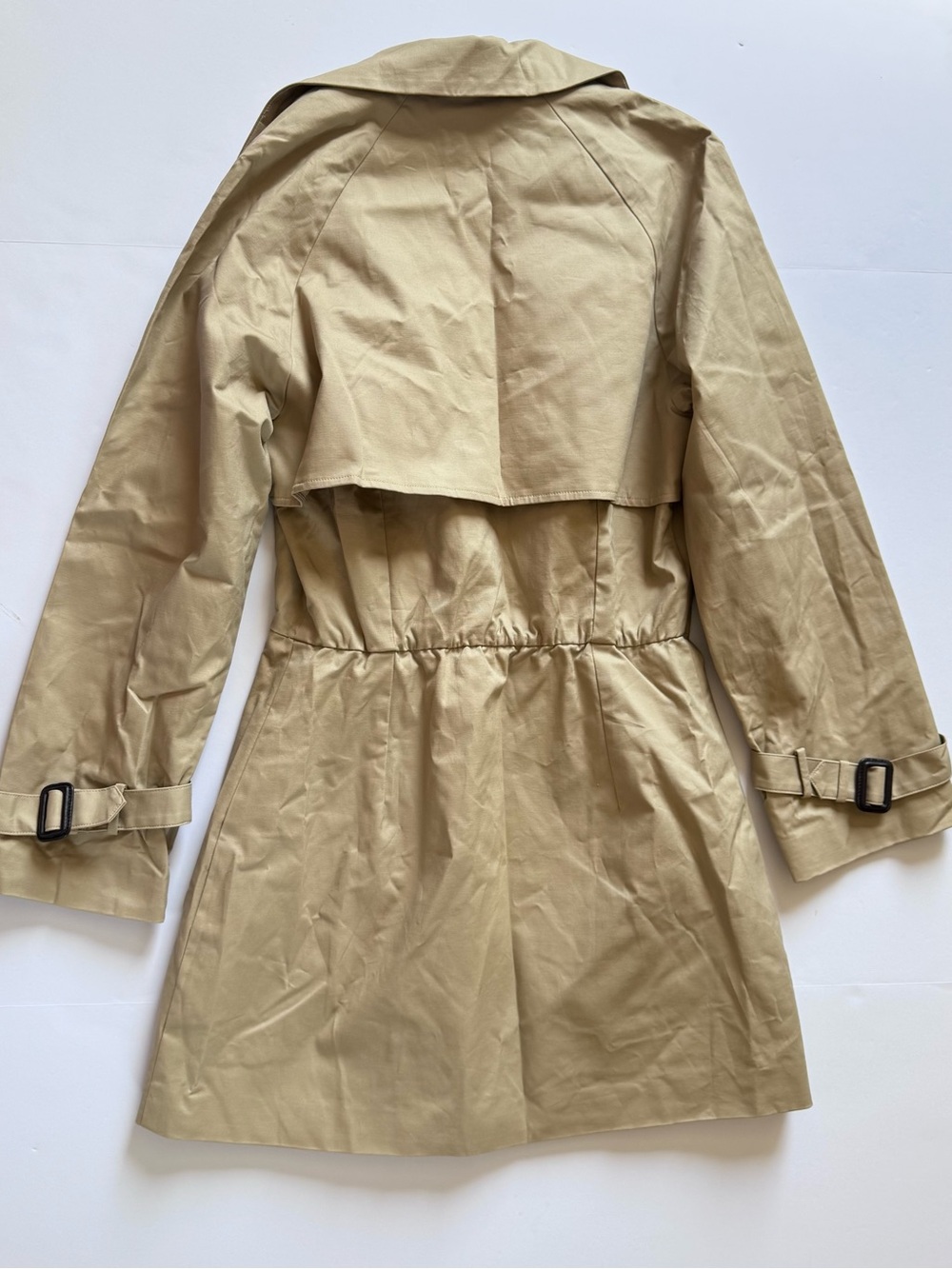 Anthropologie Women's Beige Double-Breasted Trench Coat Dress,Size Small - Picture 4 of 9